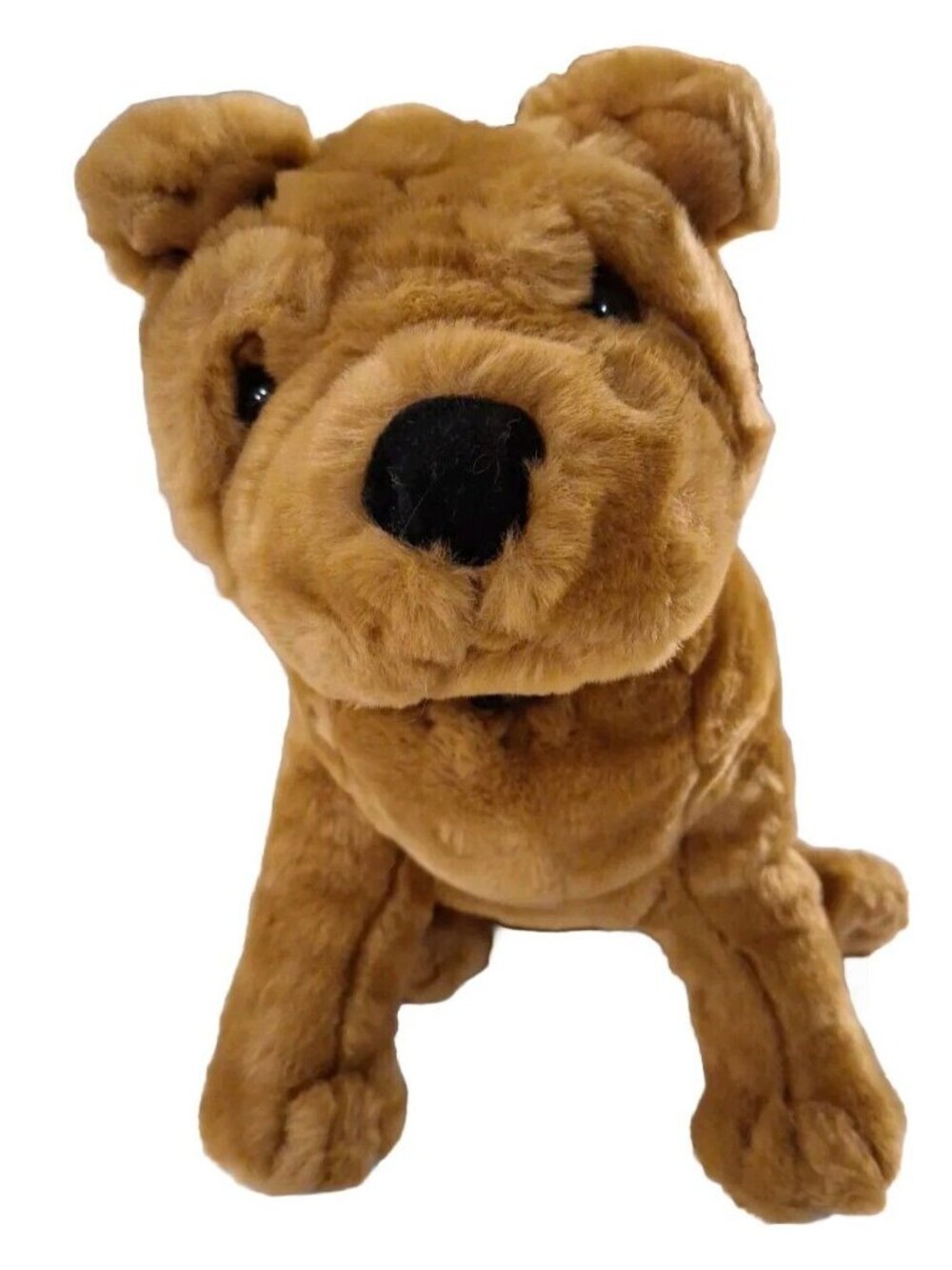 Kellytoy Brown Shar-pei Plush Dog 18" Large W Collar Realistic  Wrinkly Face